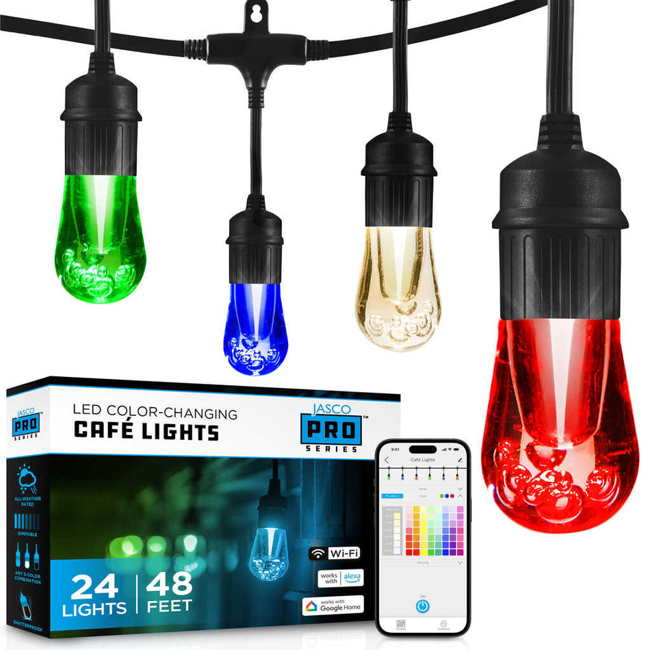 JascoPro Series Wi-Fi LED Vintage CafeLights, 24ft | 66877