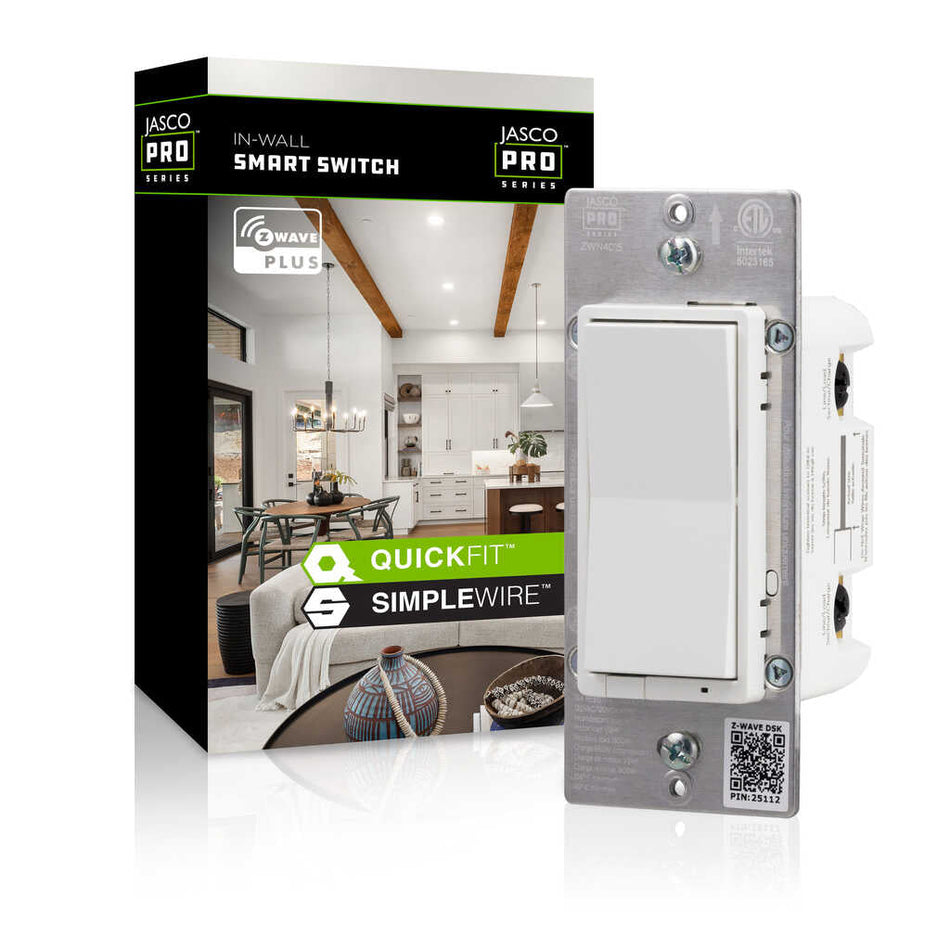 Enbrighten Z-Wave Plus In-Wall Smart Switch, White and Light Almond Paddles, 800S | 76596