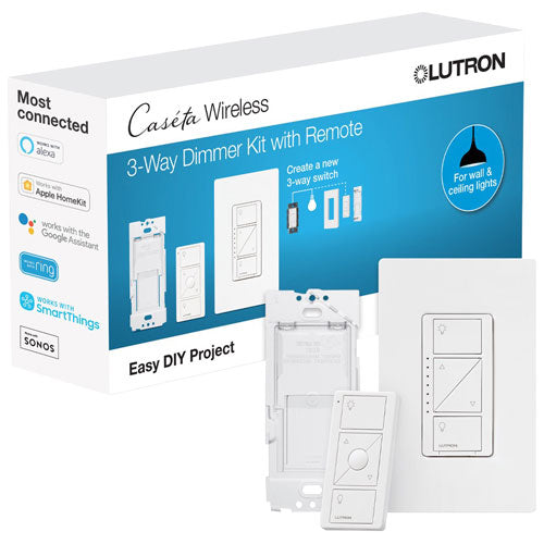 Caseta Original Smart Dimmer 3-Way Kit with Remote | P-DIM-3WAY-WH-C