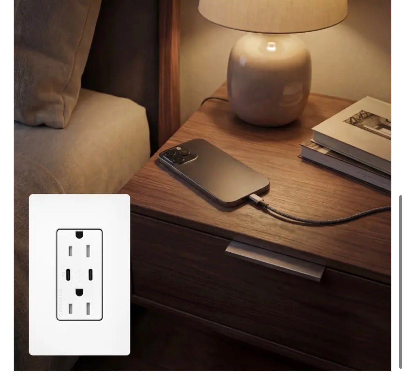 Lutron Claro High-Power USB-C & PD In-Wall Outlets