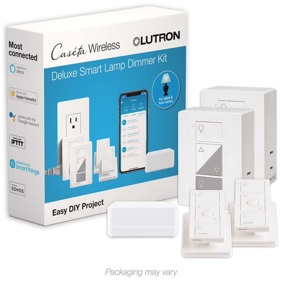 Lutron Caseta PRO Smart Lighting Kit - Smart Hub PRO and (2) Plug-In Dimmers | P-BDG-PKG2P
