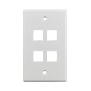 Product Marketing image of the Grid Networking SKU JKWP4-WH - 4-Port Keystone Wall Plate - White, 10-Pack | For Cat5e/Cat6/Cat6A Jacks | JKWP4-WH