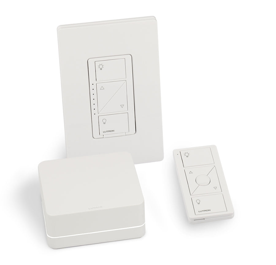 Lutron Caséta Smart Dimmer Switch Kit: Pro Smart Hub, In-Wall Dimmer, and Pico Remote | P-BDGPRO-PKG1W-C