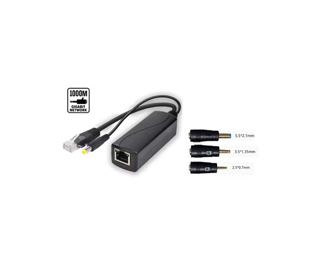 Product Marketing image of the Grid Networking SKU POEJK-S1230B - Gigabit PoE Splitter - 12V 3A Output (36W), 802.3af/at Input 42-57V (30W) | POEJK-S1230B