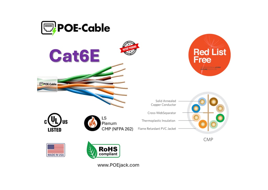 Product Marketing image of the Grid Networking SKU POEJC6E-CMP - Grid Cat6e Enhanced Bulk Ethernet Cable | Plenum Rated (CMP), 23 AWG Solid Copper, Translucent Jacket | POEJC6E-CMP