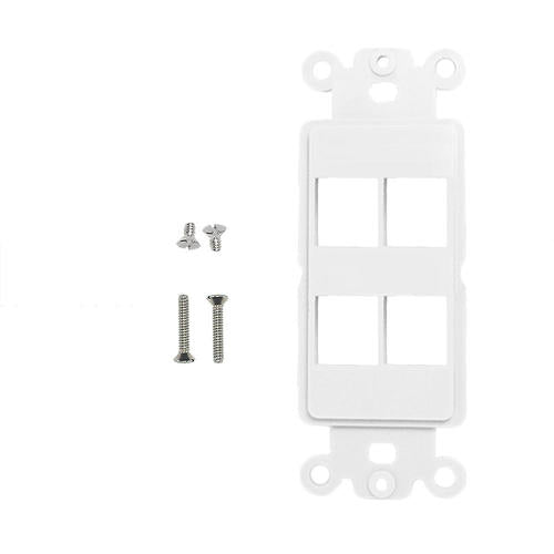 4-Port Keystone Decorator Strap - White, Fits Single-Gang Decora Wall Plates | POEJKDS4-WH