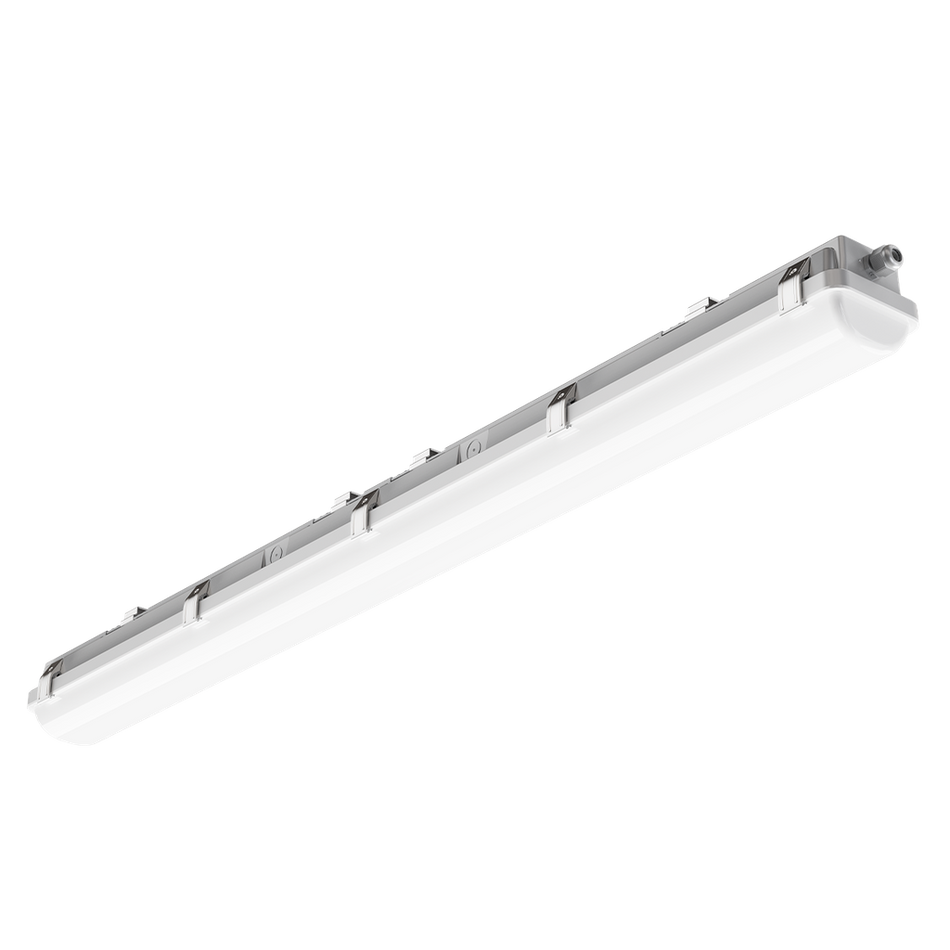 Reno Mako - 4ft Eco Vapor Tight - Selectable Wattage 20/30/40W - Selectable CCT 35K/40K/50K - 120-347V - White Finish | RENO-LVP4-DV-MW-MCCT-ECO