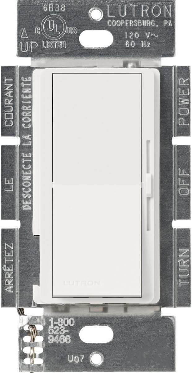 Product Marketing Image of Simply Secured SKU: DVLV-600PH-WHCSA by Vendor Lutron Product Lutron Diva MLV Dimmer Switch with Night Light, 450W/600VA, Single-Pole | DVLV-600PH