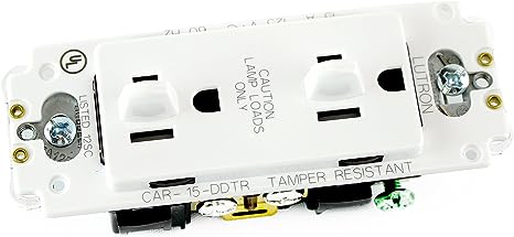 Product Display Visual of the SKU: CAR-15-DDTR-WH-C for Marketing of theLutron Dual Dimming Tamper-Resistant Receptacles - 15A 120/125V | CAR-15-DDTR-XX