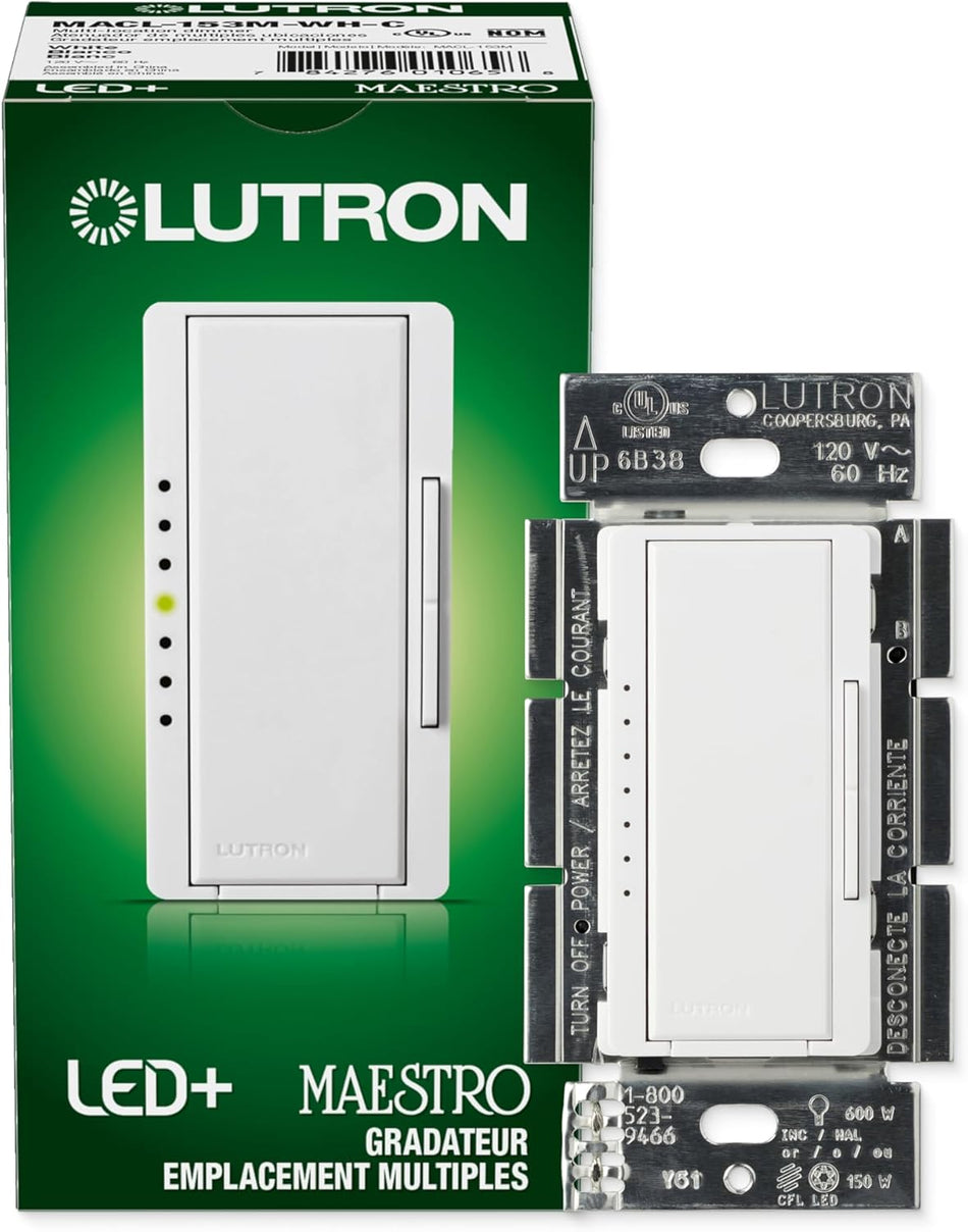 Lutron Maestro LED+ Dimmer Switch - 150W LED (Retail Pack) | MACL-153M-XX-C