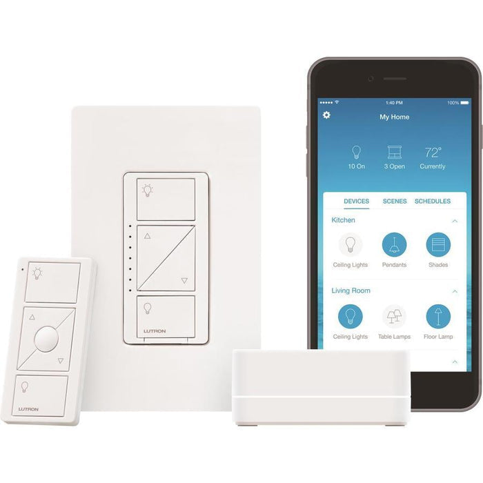 Lutron Caséta PRO Dimmer Kit - Smart Hub PRO + 2 In-Wall Dimmer | P-BDG-PKG2P-C