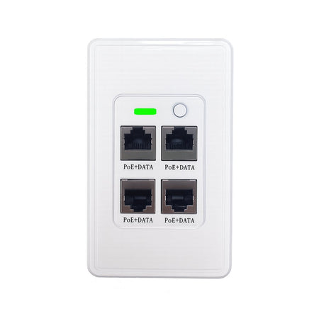 Product Marketing image of the Grid Networking SKU APOEJK2-WH - Grid Active POE-Jack® In-Wall Switch | 4-Port Gigabit, Rear PoE Uplink Wall Plate | APOEJK2-WH