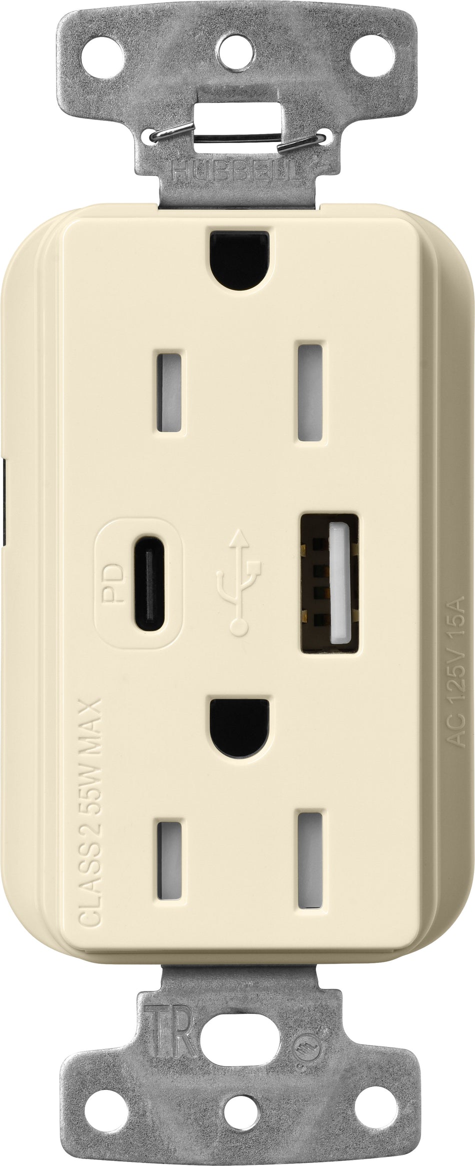 Lutron Claro 15A Tamper-Resistant Outlet - 55W USB-C PD & USB-A Fast Charging | CAR-15-ACTR
