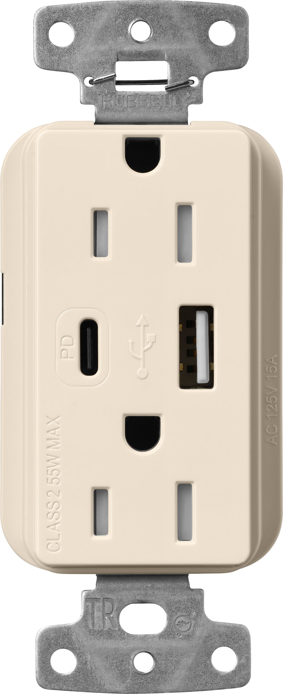 Lutron Claro 15A Tamper-Resistant Outlet - 55W USB-C PD & USB-A Fast Charging | CAR-15-ACTR
