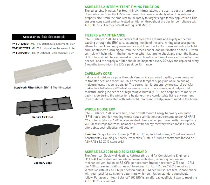 Intelli-Balance 200 – MERV 8 Filter - FV-FL0820VE1 | FVFL0820VE1