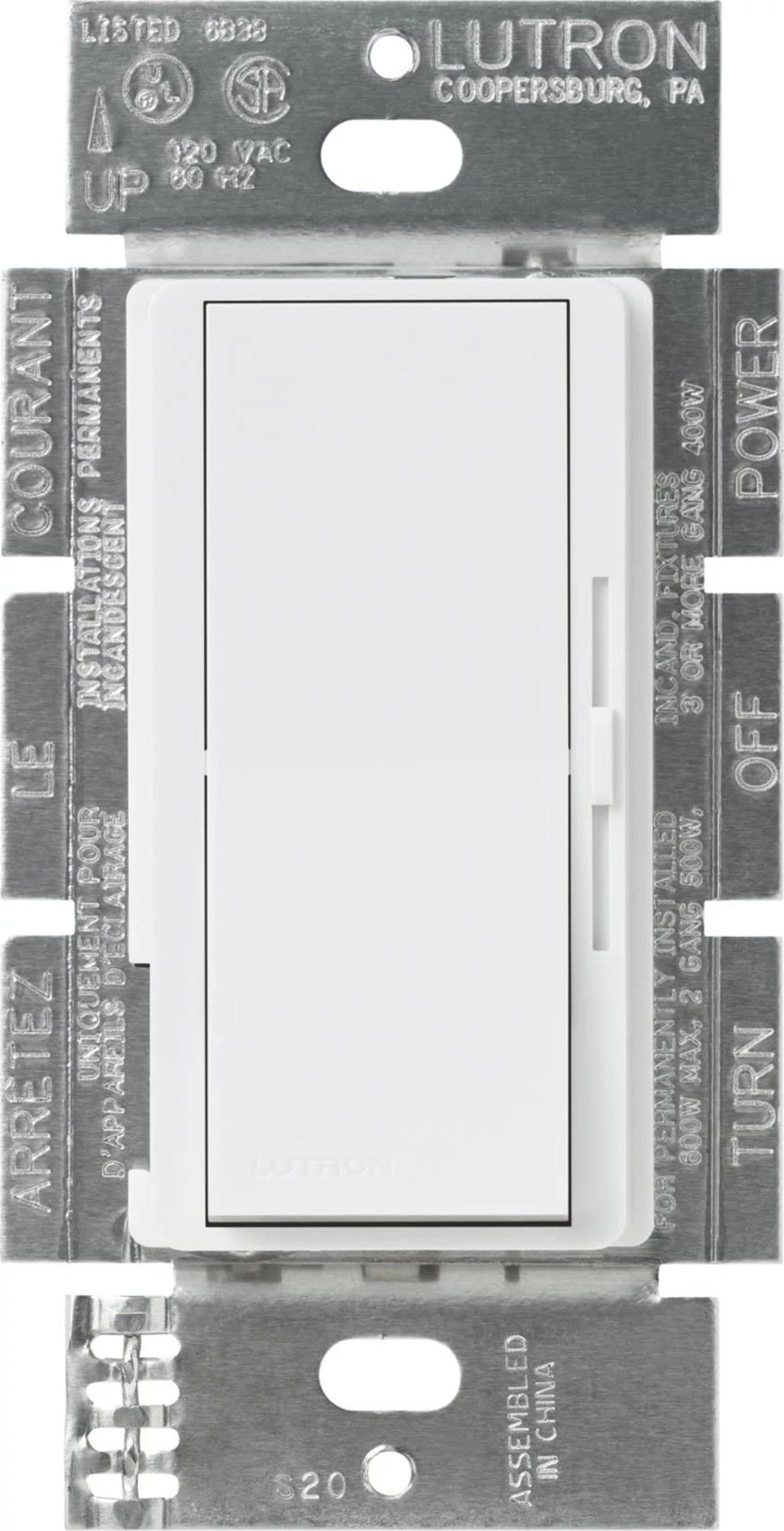 Product Marketing Image of Lutron Product DVF-103P-WH offered by Simply Secured for customer visibility