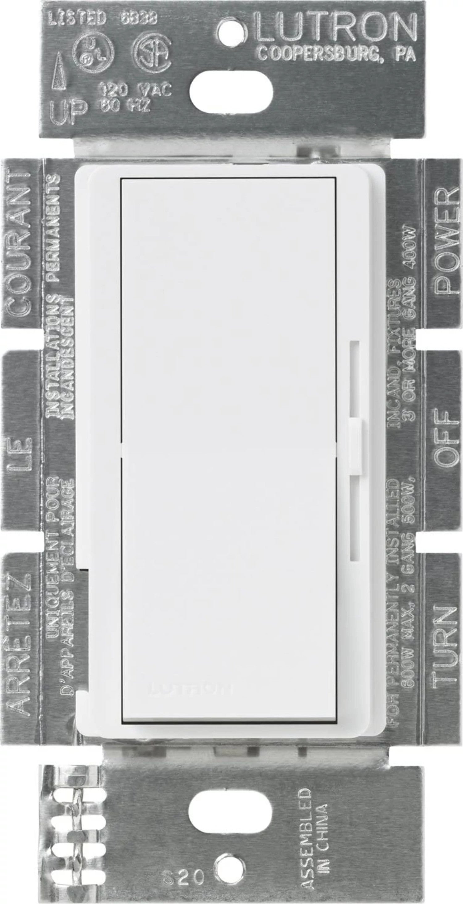 Product Marketing Image of Lutron Product DVF-103P-WH offered by Simply Secured for customer visibility