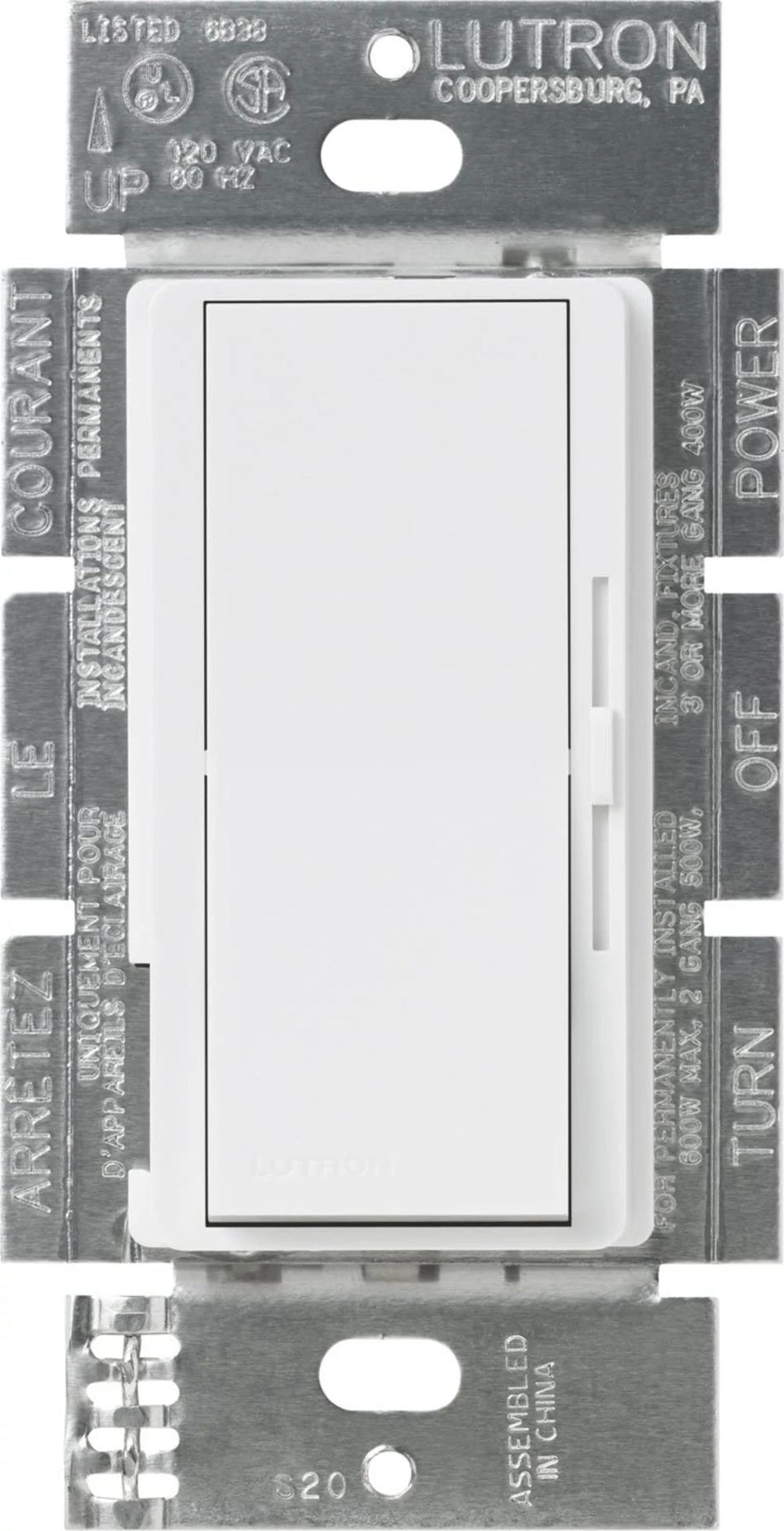 Product Marketing Image of Lutron Product DVF-103P-WH offered by Simply Secured for customer visibility