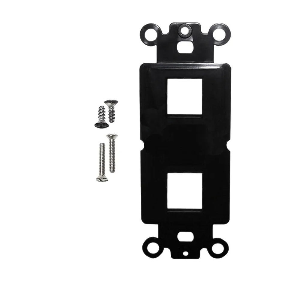 2-Port Keystone Decorator Strap - Black, Fits Single-Gang Decora Wall Plates | POEJKDS2-BK