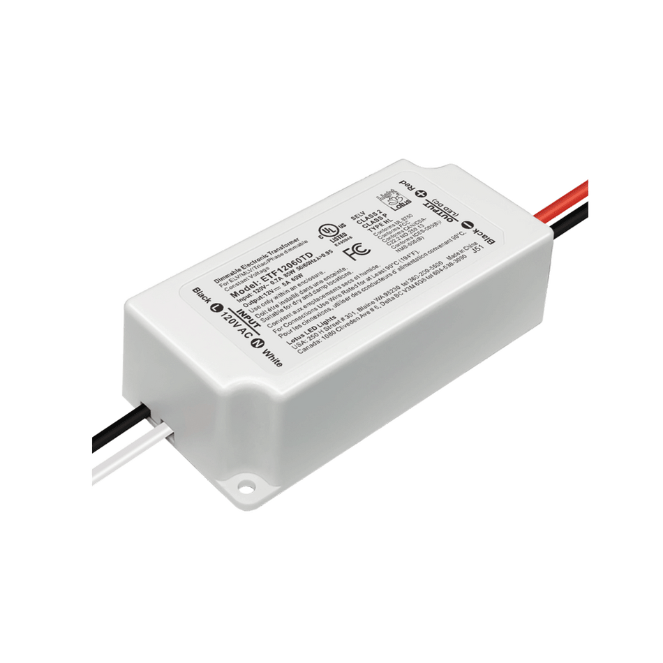 12V DC 60W Mini Electronic Transformer Triac Dim 120VAC | ETF12060TD