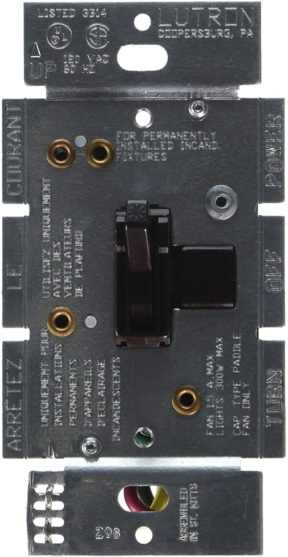 Lutron Ariadni Dual Fan/Light Control, 1.5A Fan / 300W Incand/Halogen | AY2-LFSQ