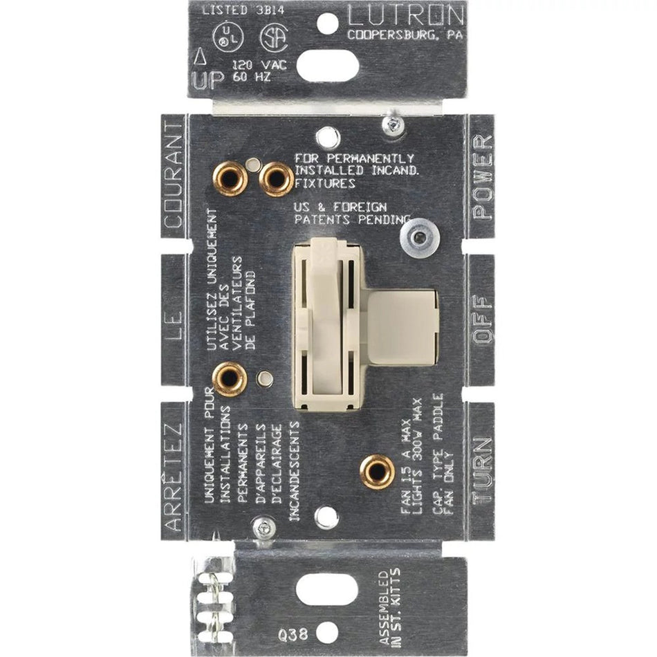 Lutron Ariadni Dual Fan/Light Control, 1.5A Fan / 300W Incand/Halogen | AY2-LFSQ