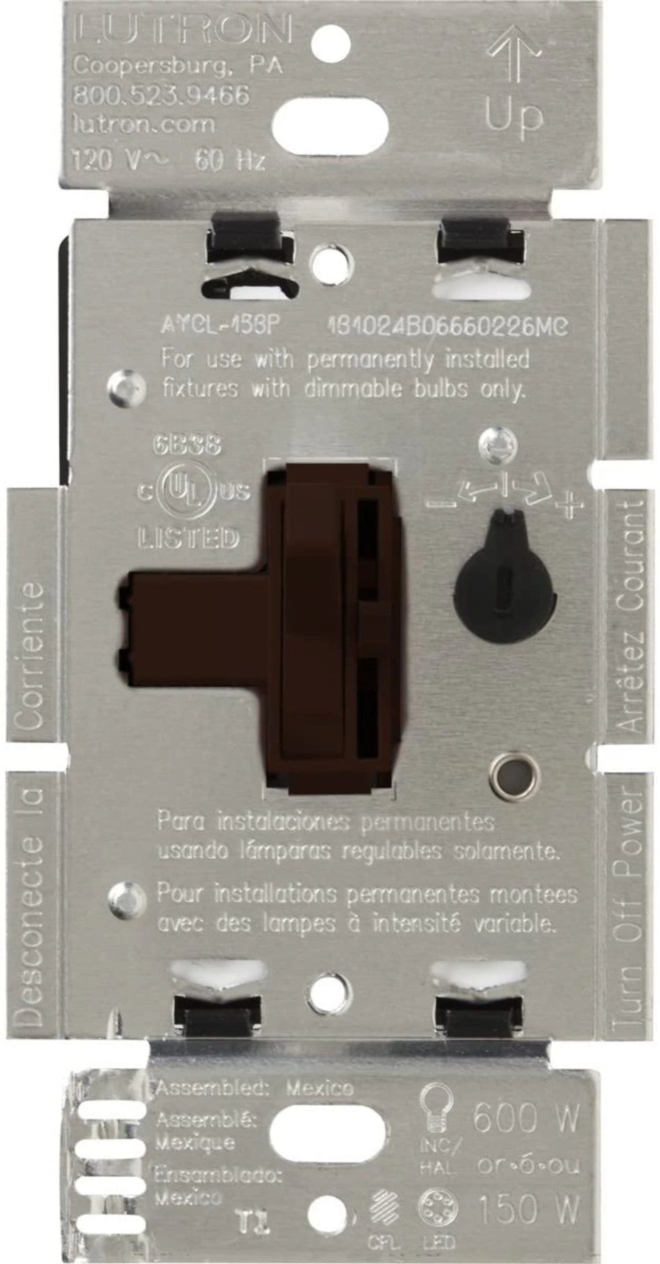 Lutron Ariadni LED+ Dimmer Switch | Retail Packaging | Single-Pole / 3-Way | AYCL-153PH