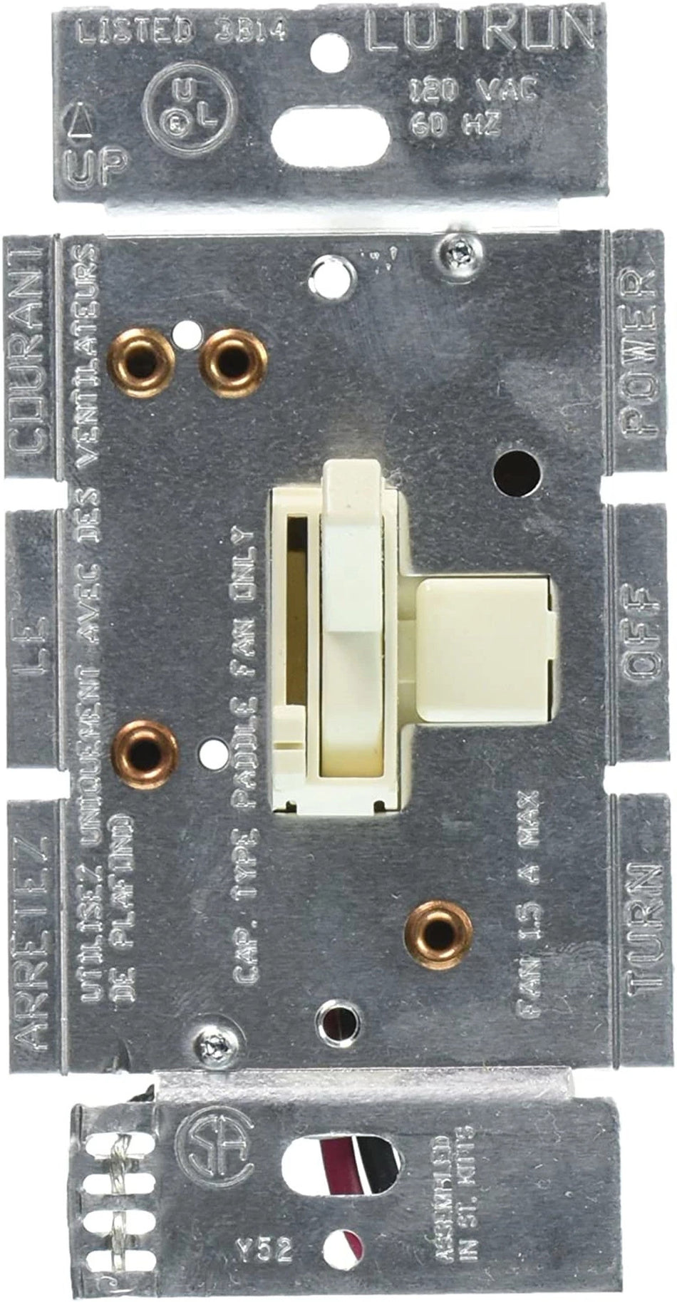 Lutron Ariadni Quiet 3-Speed Fan Control, 1.5A, Single Pole/3-Way | AYFSQ-F