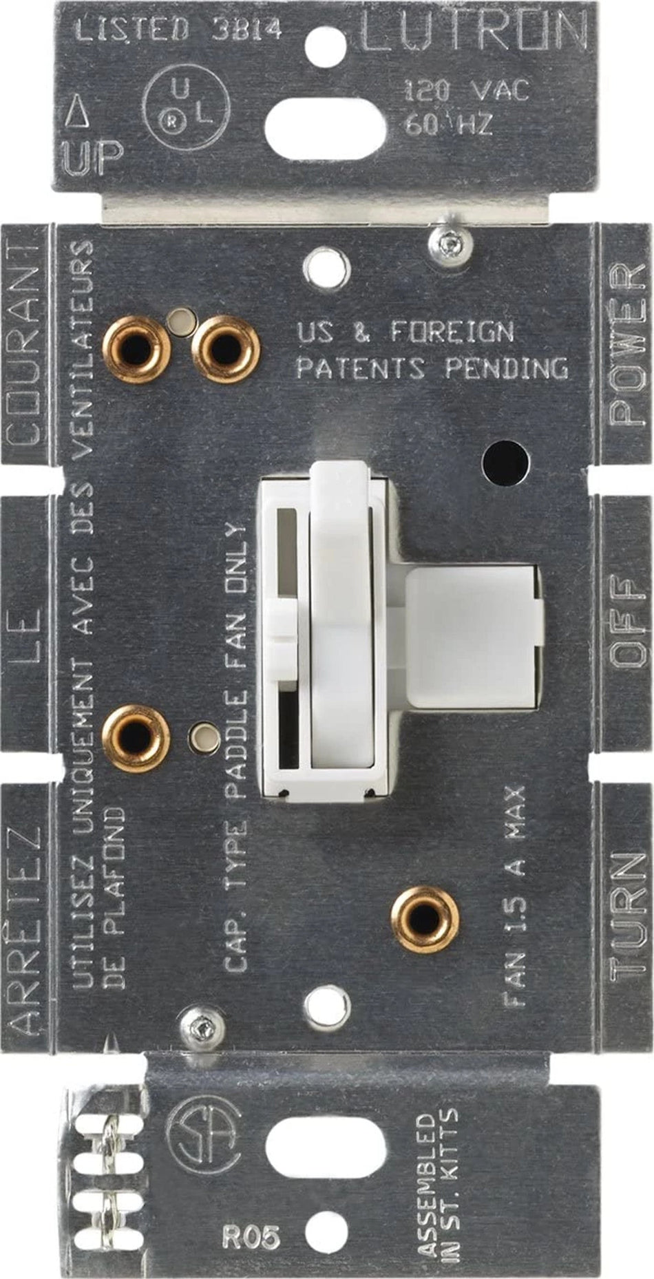 Lutron Ariadni Quiet 3-Speed Fan Control, 1.5A, Single Pole/3-Way | AYFSQ-F
