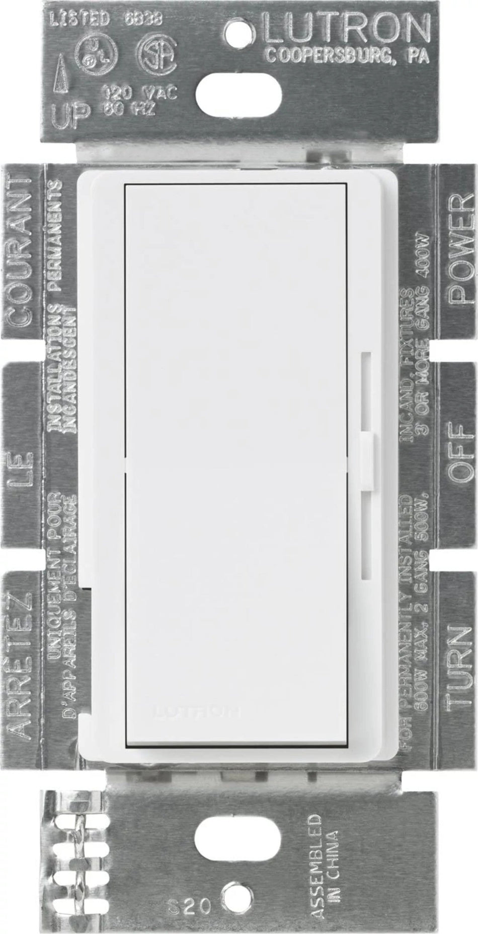 Product Marketing Image of Simply Secured SKU: DVLV-10P-WH-CSA by Vendor Lutron Product Lutron Diva MLV Dimmer Switch - 1000VA Magnetic Low Voltage (Single) | DVLV-10P-XX-CSA