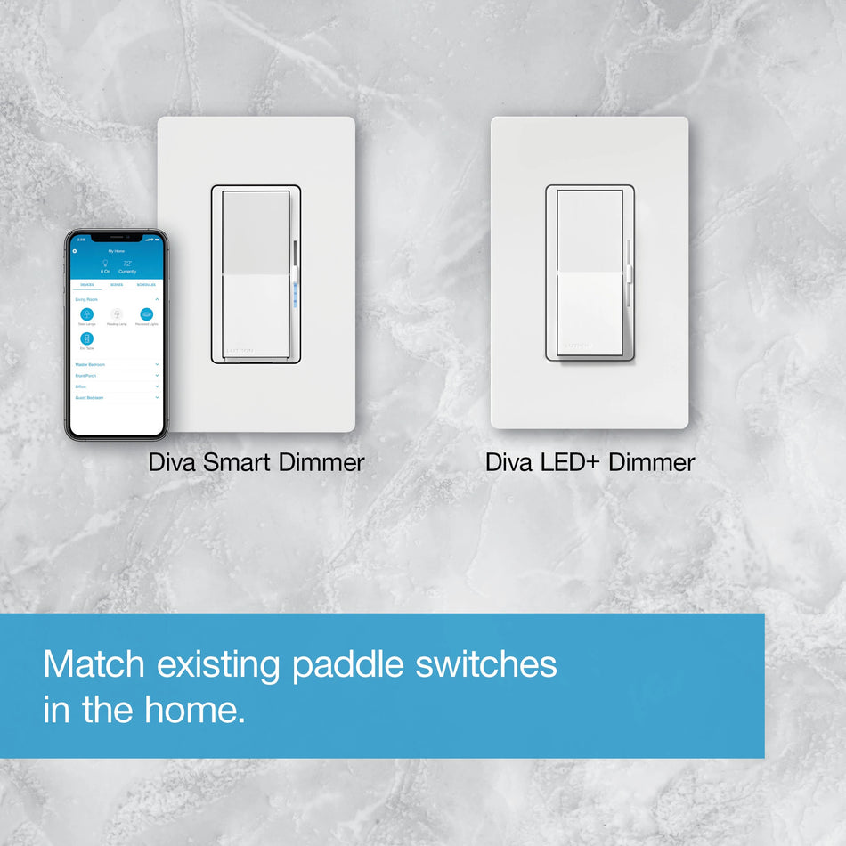Lutron Caseta DVRF-6L-WH Diva Smart Dimmer - No Neutral | DVRF-6L