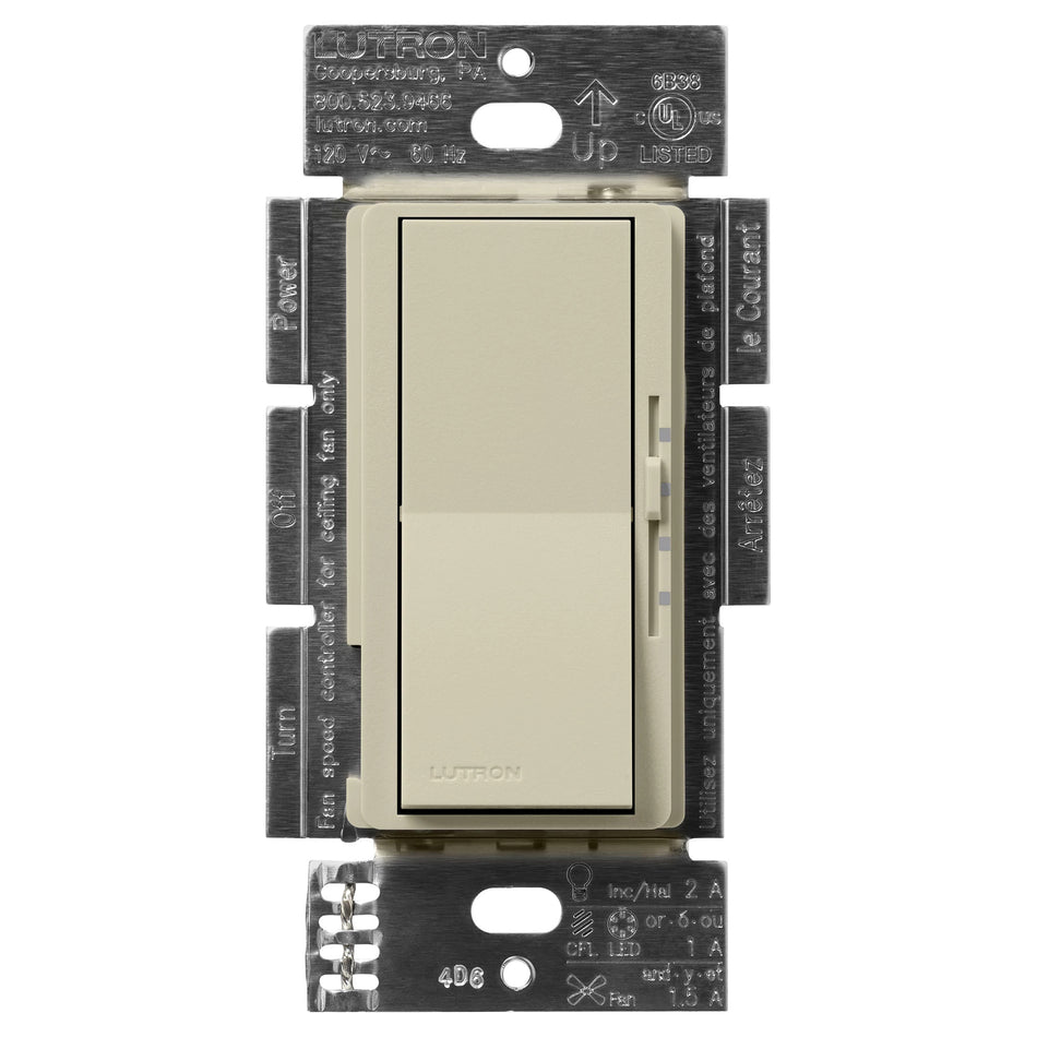 Lutron Diva Dual Control Switch - 3-Speed Fan and Light Dimmer | DVSCFSQ-LF
