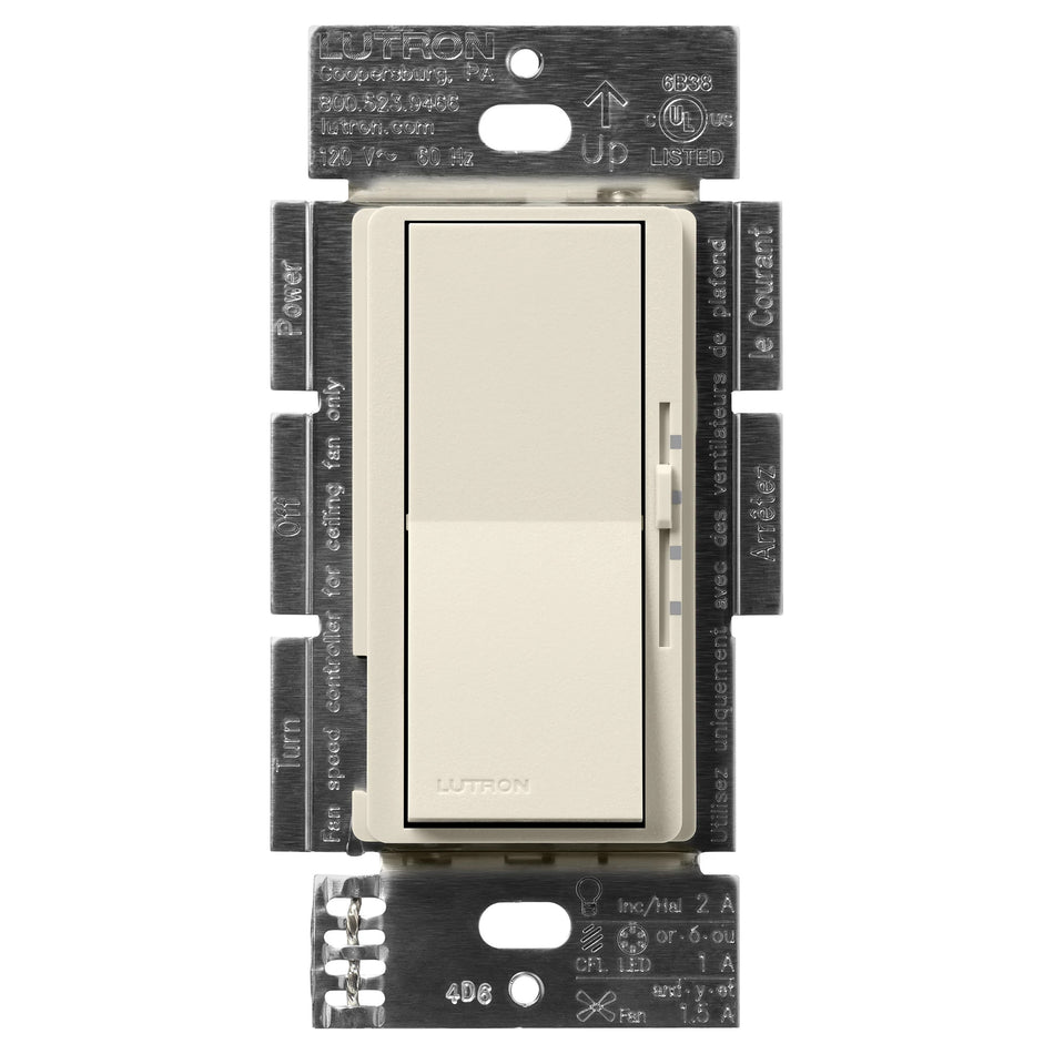 Lutron Diva Dual Control Switch - 3-Speed Fan and Light Dimmer | DVSCFSQ-LF