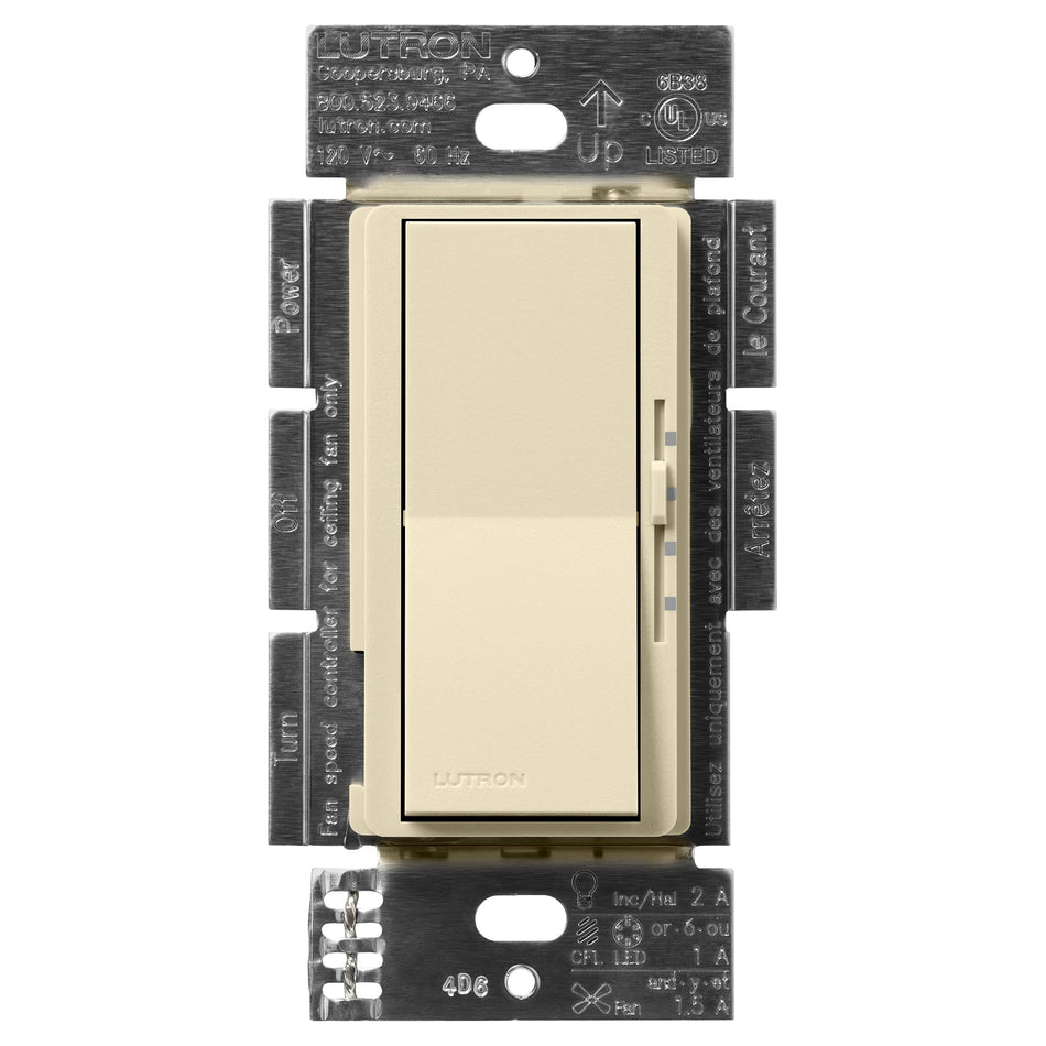 Lutron Diva Dual Control Switch - 3-Speed Fan and Light Dimmer | DVSCFSQ-LF