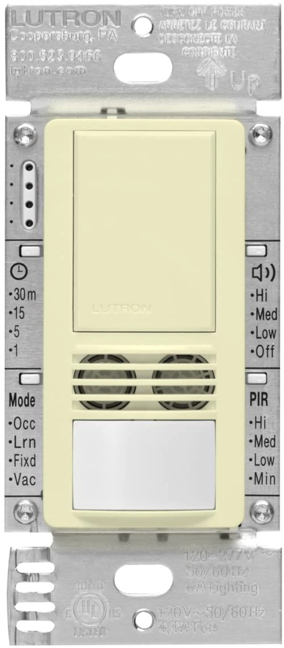 Lutron Maestro Dual-Tech Vacancy Sensor - PIR + Ultrasonic (Almond) | MS-B102-V
