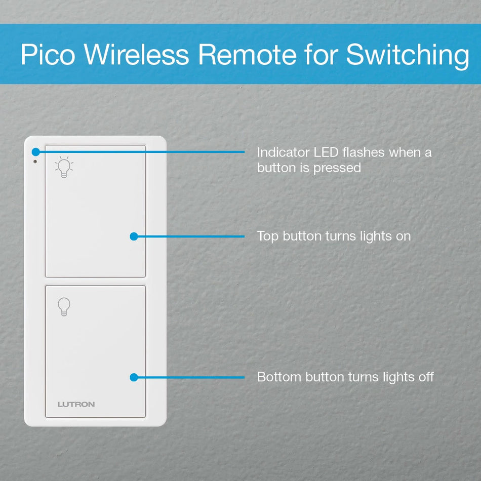 Lutron Pico 2-Button Smart Remote - Wireless On/Off Control | PJ2-2B-GXX-L01