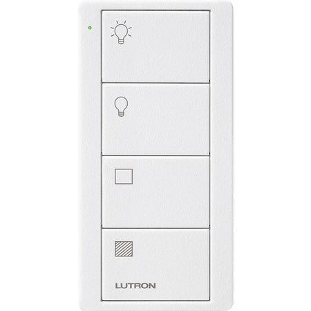 Product Display Visual of the SKU: PJ2-4B-TSW-LS21 for Marketing of theLutron Pico Smart Remote, 4-Button 2-Group Control (Light & Shade Icons) | PJ2-4B-XX-LS21