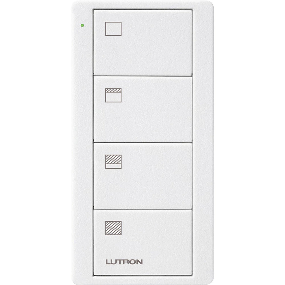 Product Display Visual of the SKU: PJ2-4B-TSW-S31 for Marketing of theLutron Pico Smart Remote, 4-Button Scene Control (Shade Icons) | PJ2-4B-XX-S31