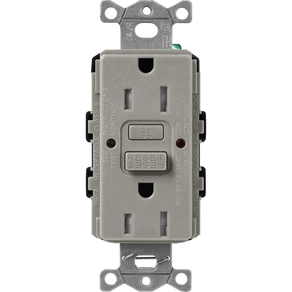 Lutron Satin Colors 15A GFCI Receptacle - Self-Testing Tamper-Resistant Safety Outlet | SCR-15-GFST