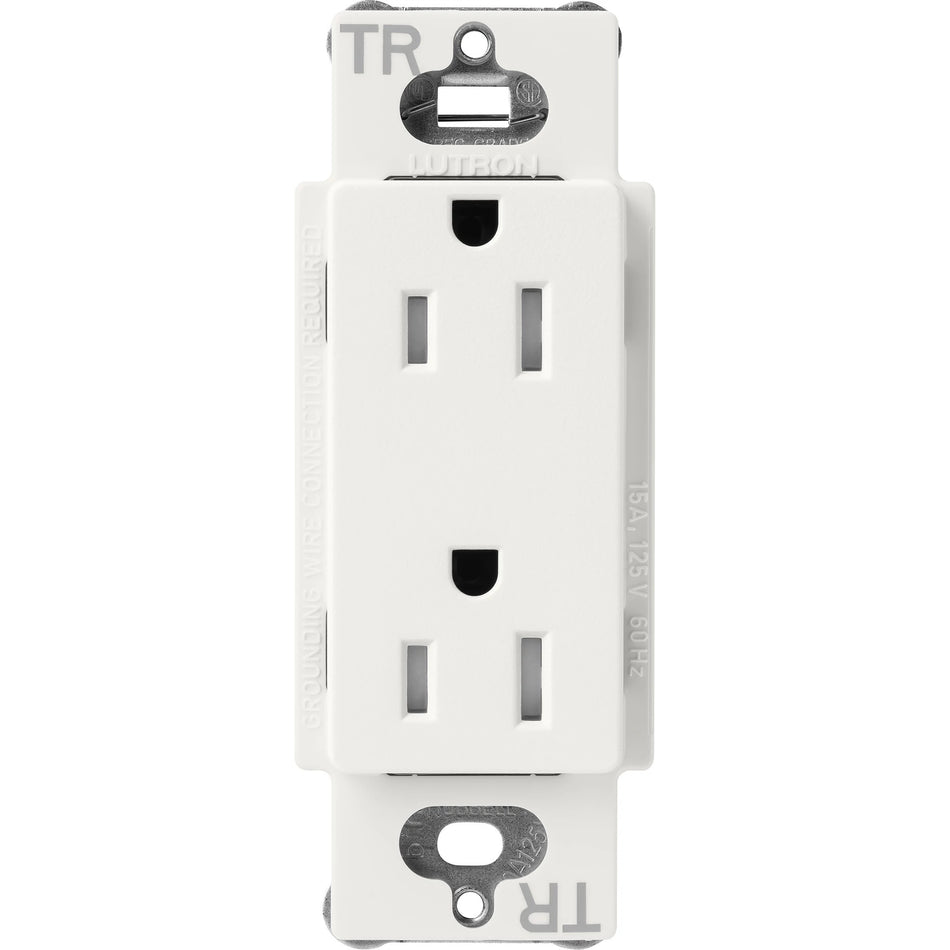 Lutron Claro 15A Tamper-Resistant Duplex Receptacle - Decorator Outlet | SCRS-15-TR-RW