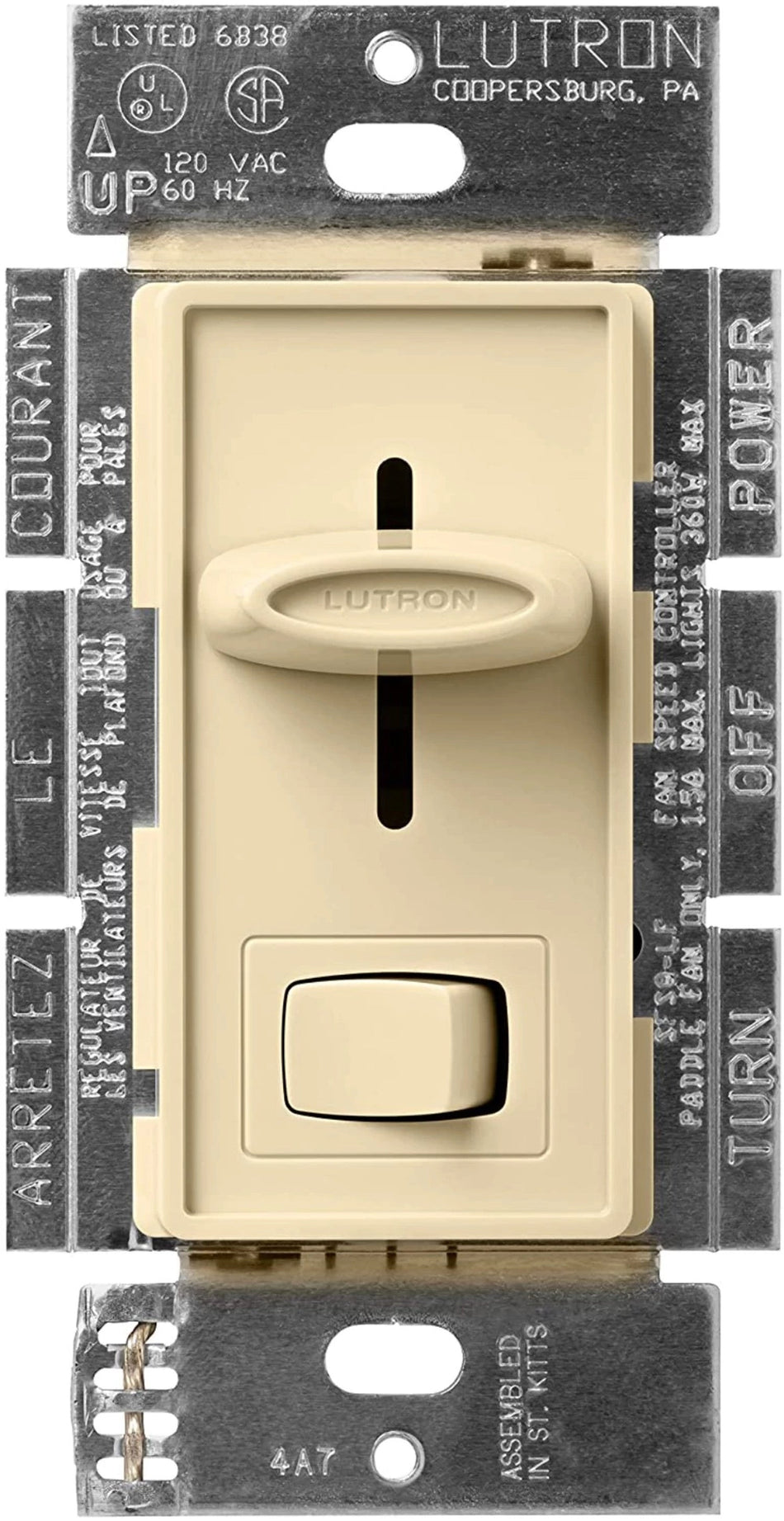Lutron Skylark Dual Fan/Light Control 1.5A Fan & 300W Inc/Hal - Single-Pole | SFSQ-LF