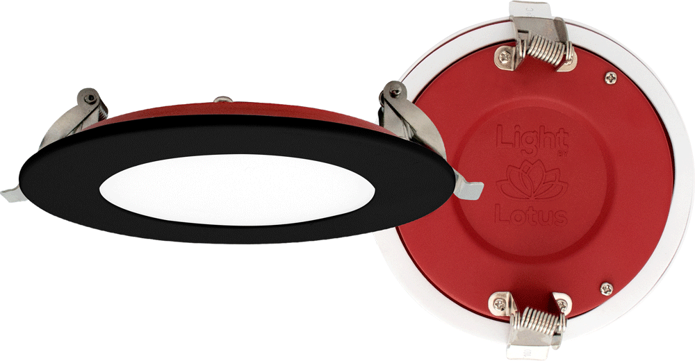 Studio Photography Marketing Image of Lotus LED Lights Product FR-LED-4-S12W-5CCT-PL-BK for SimplySecured.ca Shopify