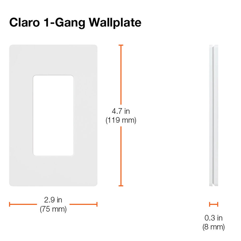 Lutron Claro 1-Gang Wallplate (White) - 300-Pack Master Case | CW-1-XX-300