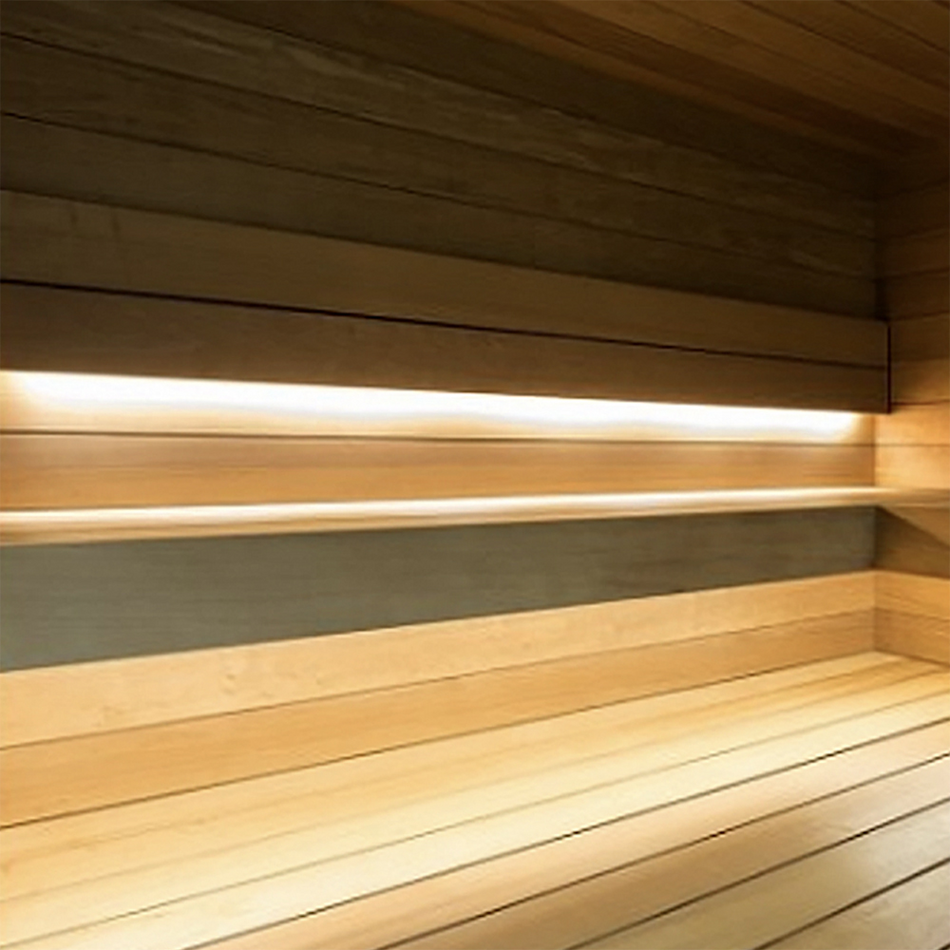 Sauna COB LED Tape Light | Dim-to-Warm (3000K-1800K) | IP67 Waterproof & Heat Resistant | ES-FSCOBWW+W-24-DTW-IP67-16FT