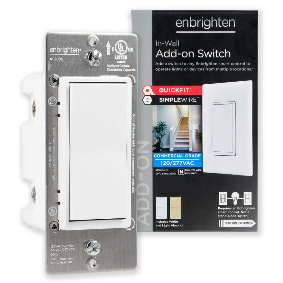 46199 Jasco 46199 GE Enbrighten Add-On Switch, White and Light Almond Paddles, Chassis 2.0 for 12723