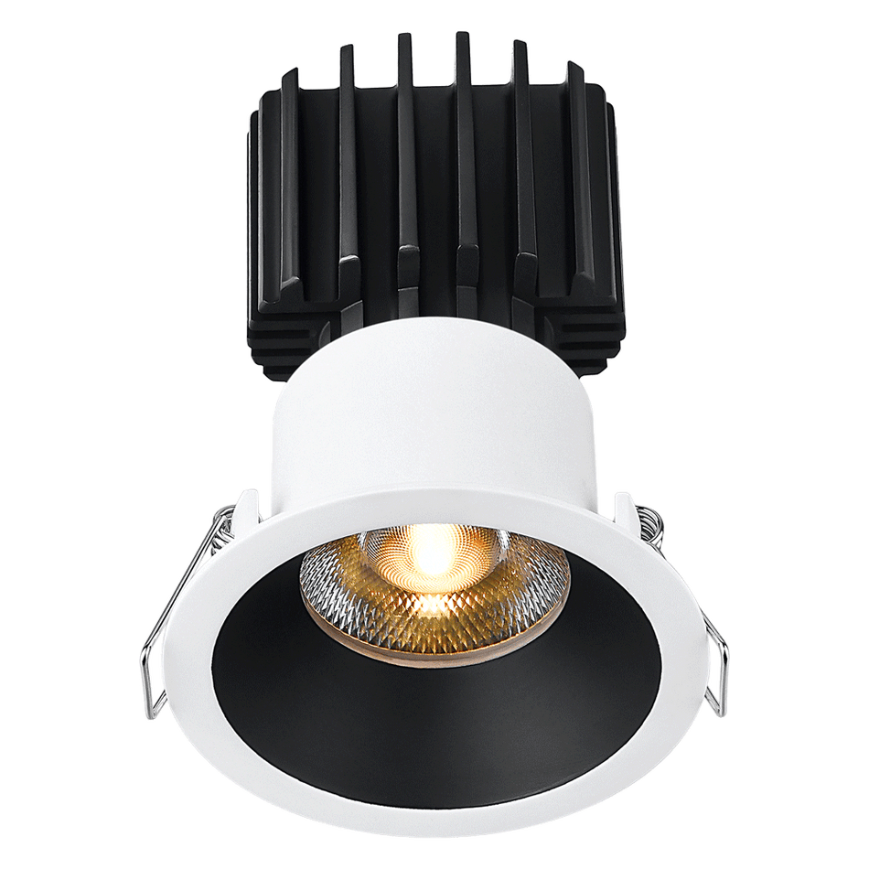 Tangra 3" Fixed Round Recessed Thin Trim White/Black | L3F-RRT-WB