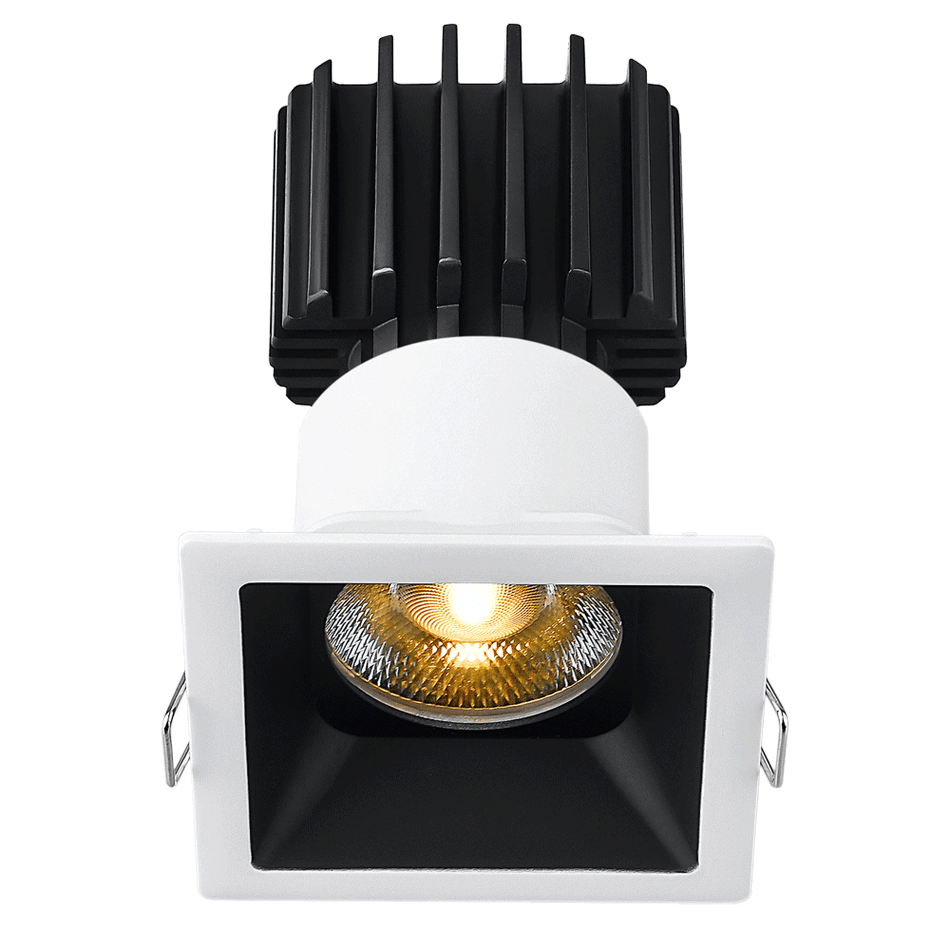 Tangra 3" Fixed Square Recessed Thin Trim White/Black | L3F-SRT-WB