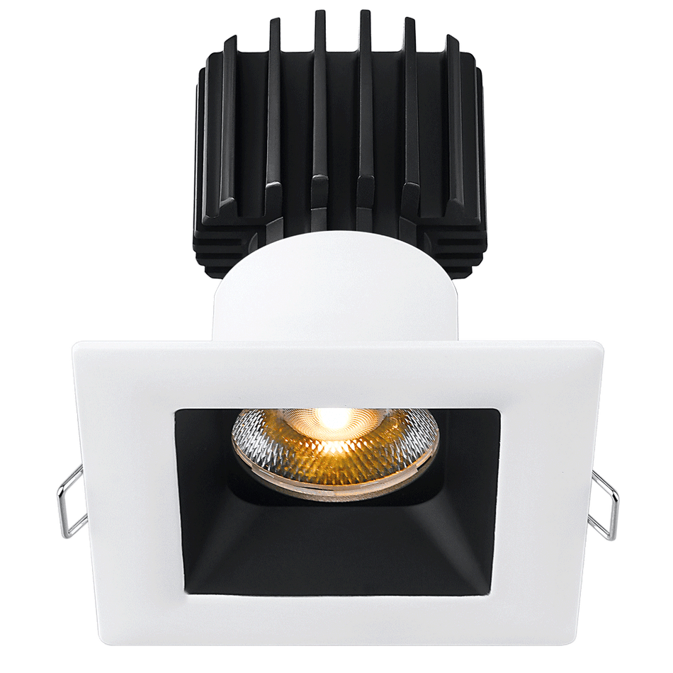 Tangra 3" Fixed Square Recessed Wide Trim White/Black | L3F-SRW-WB