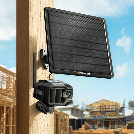 V300 Ultimate solar power bank and camera set up at a remote construction site.