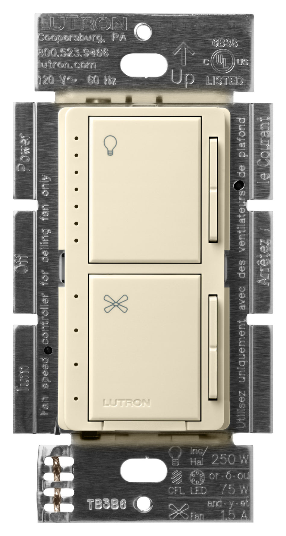 Lutron Maestro Dual Control - LED+ Dimmer and 4-Speed Quiet Fan Control | MACL-LFQ